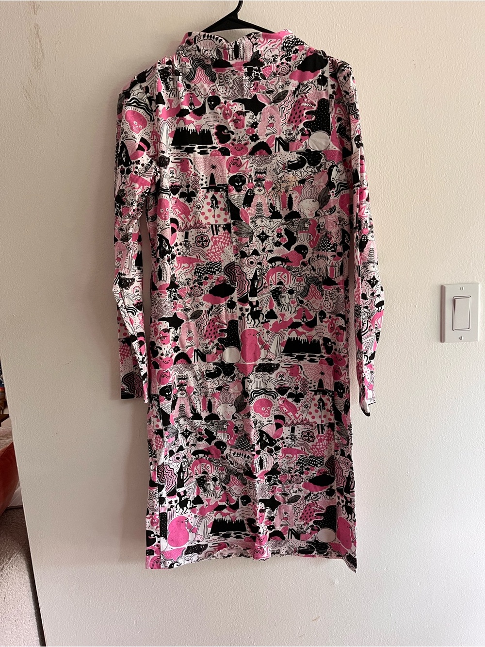 Nooworks Howell print cowlneck Pink & Black Printed Long Sleeve Dress